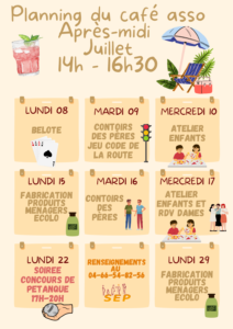 Café asso planning activités juillet